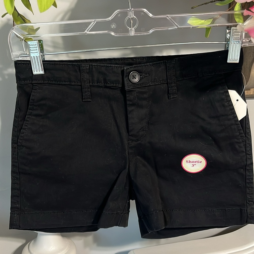 Black Cotton Chino Shorts Adjustable Waist Girls 10 New